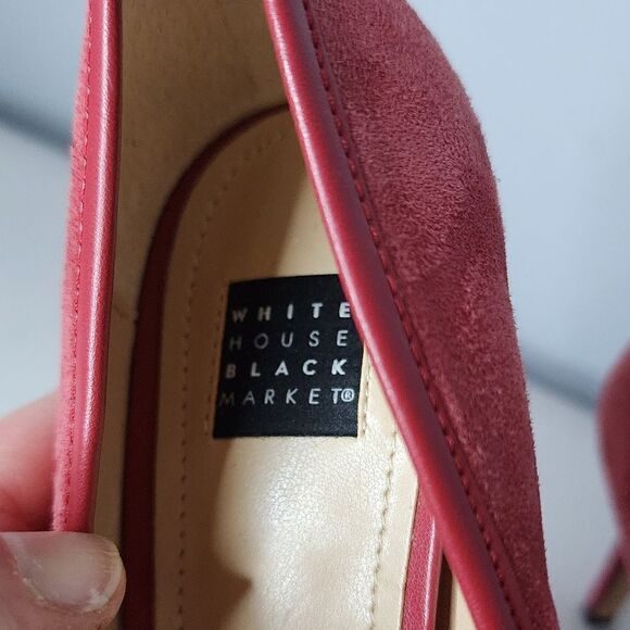 White House Black Market Hayden Fire Quartz Red Suede Pumps Size 5 New - Picture 4 of 7